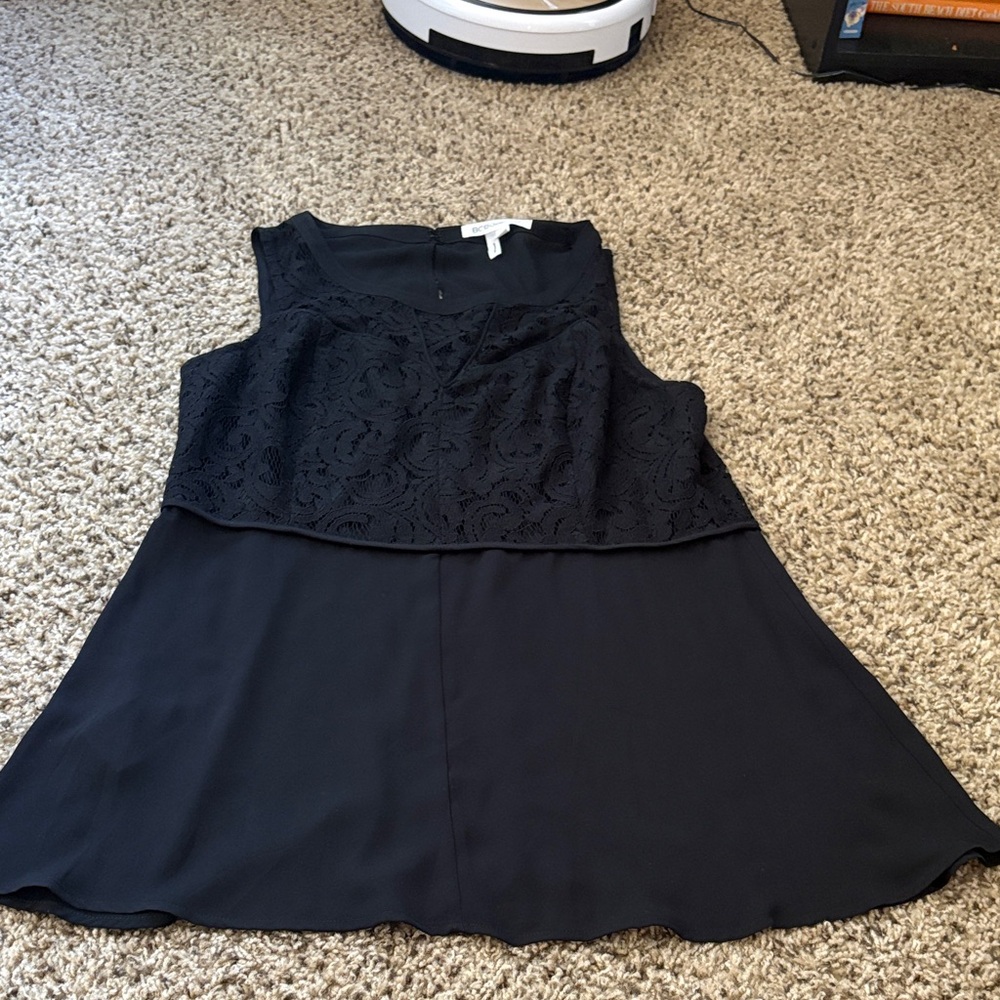 BCBGeneration Black Lace Overlay Sleeveless Blouse
